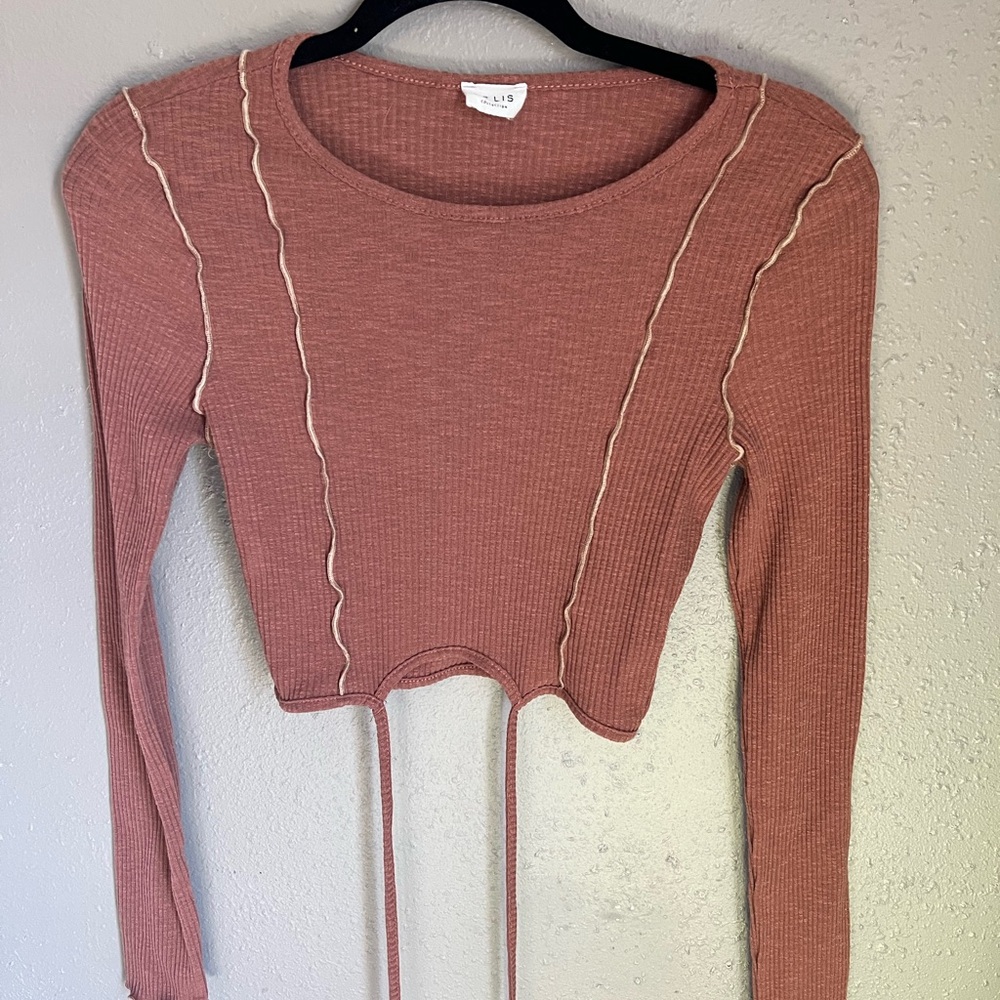 Textured Crop Top in Dusty Rose